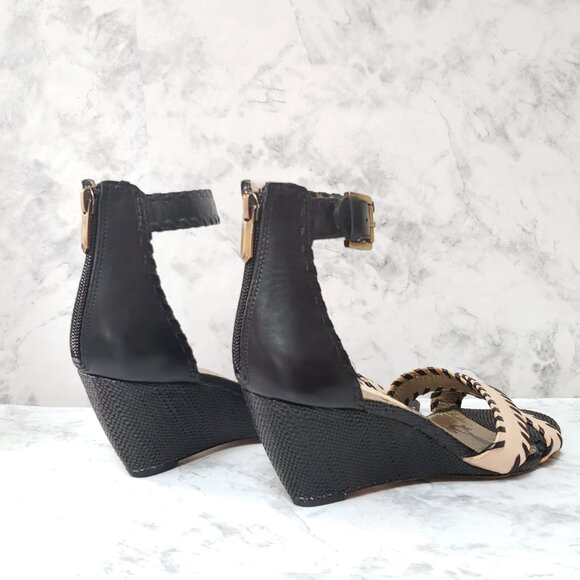 Black/Nude Ankle Strap Sam Edelman Women's Silvia Wedge Sandal 8.5 - Picture 5 of 14